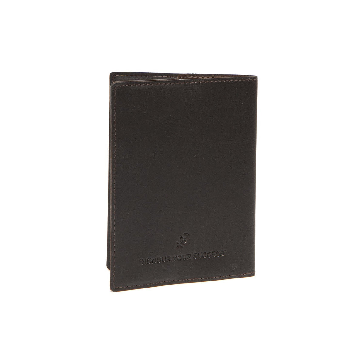 Styled Fit Perspective of Leather Passport Case 女士 on Model - Natural Daylight Drape