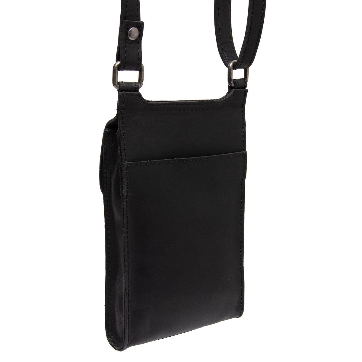 Tailored Rib Cuffs &amp; Hem Craftsmanship Construction Detail on Nebra Full-Grain Leather Phone Bag 女士