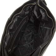 Solid Antique Brass Hardware & Heavy-Duty Dual Zipper Detail on Amelia Full-Grain Leather Shoulder Bag