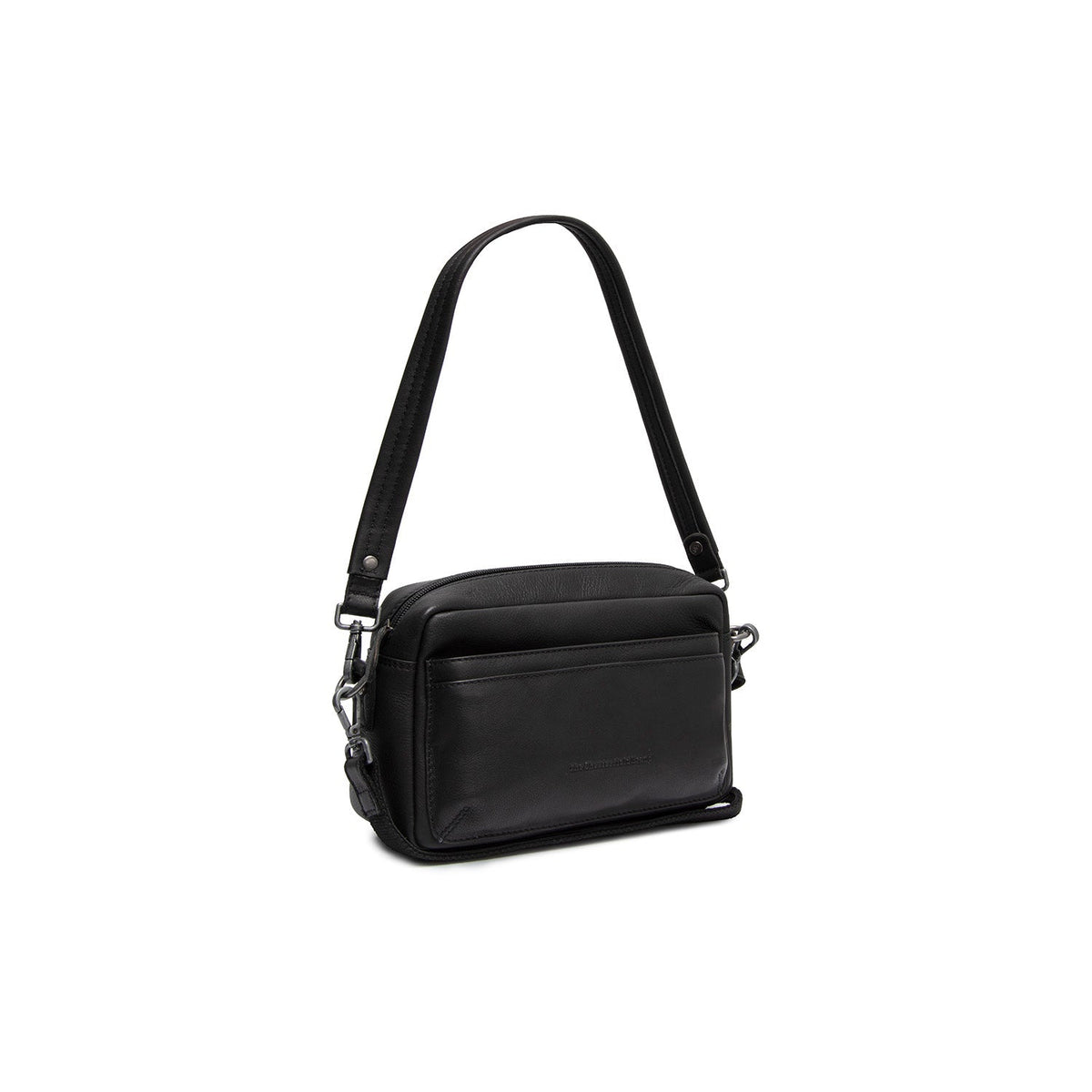 Black Leather Shoulder Bag Liora, front view