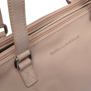 Marvos Full-Grain Leather Shoulder Bag 女士 - Structured Side Profile Showing Gusset Depth &amp; Expansion Capacity