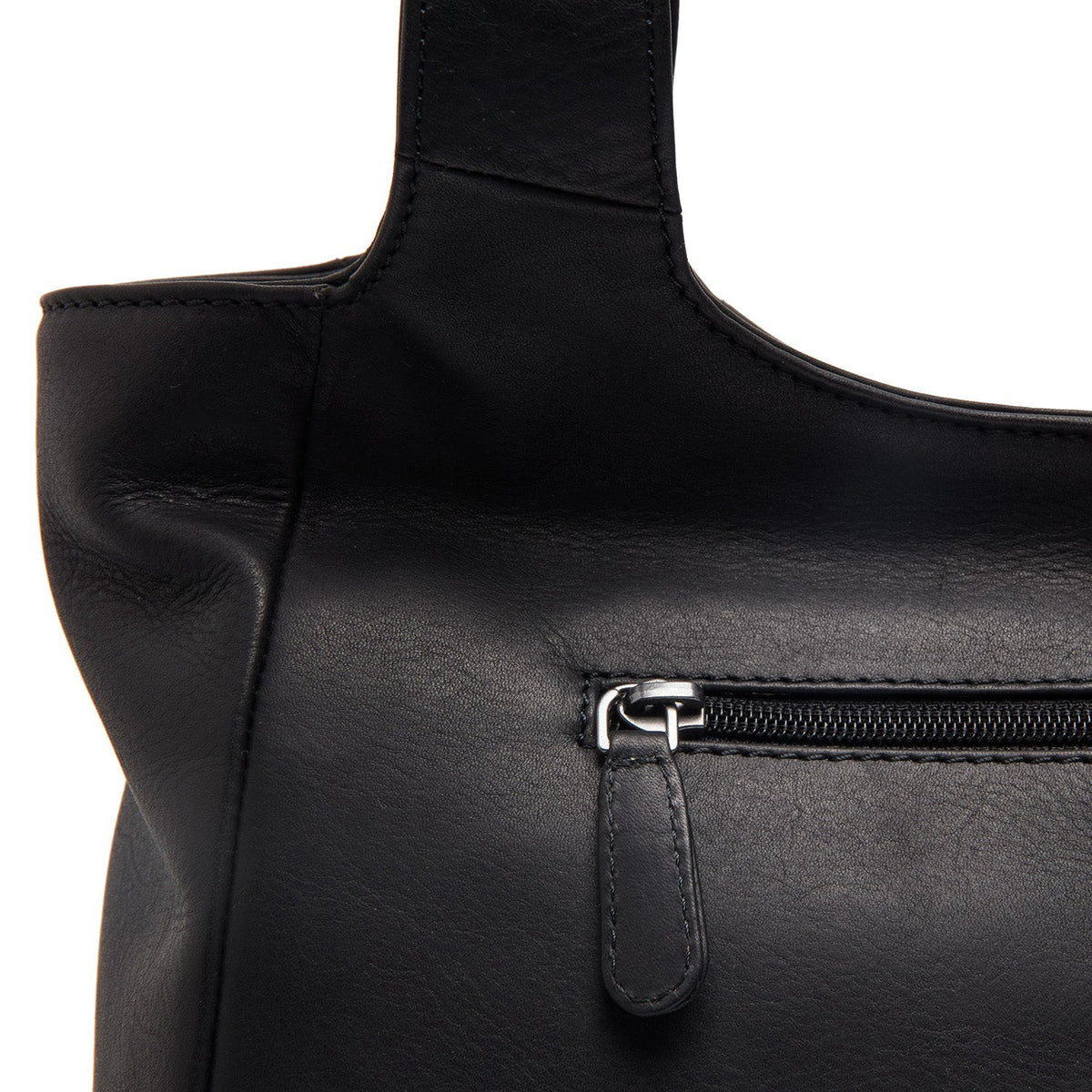 Tofino Full-Grain Leather Shoulder Bag 女士 - Structured Side Profile Showing Gusset Depth &amp; Expansion Capacity