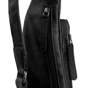 Solid Antique Brass Hardware &amp; Heavy-Duty Dual Zipper Detail on Leather Sling Bag Logan 女士