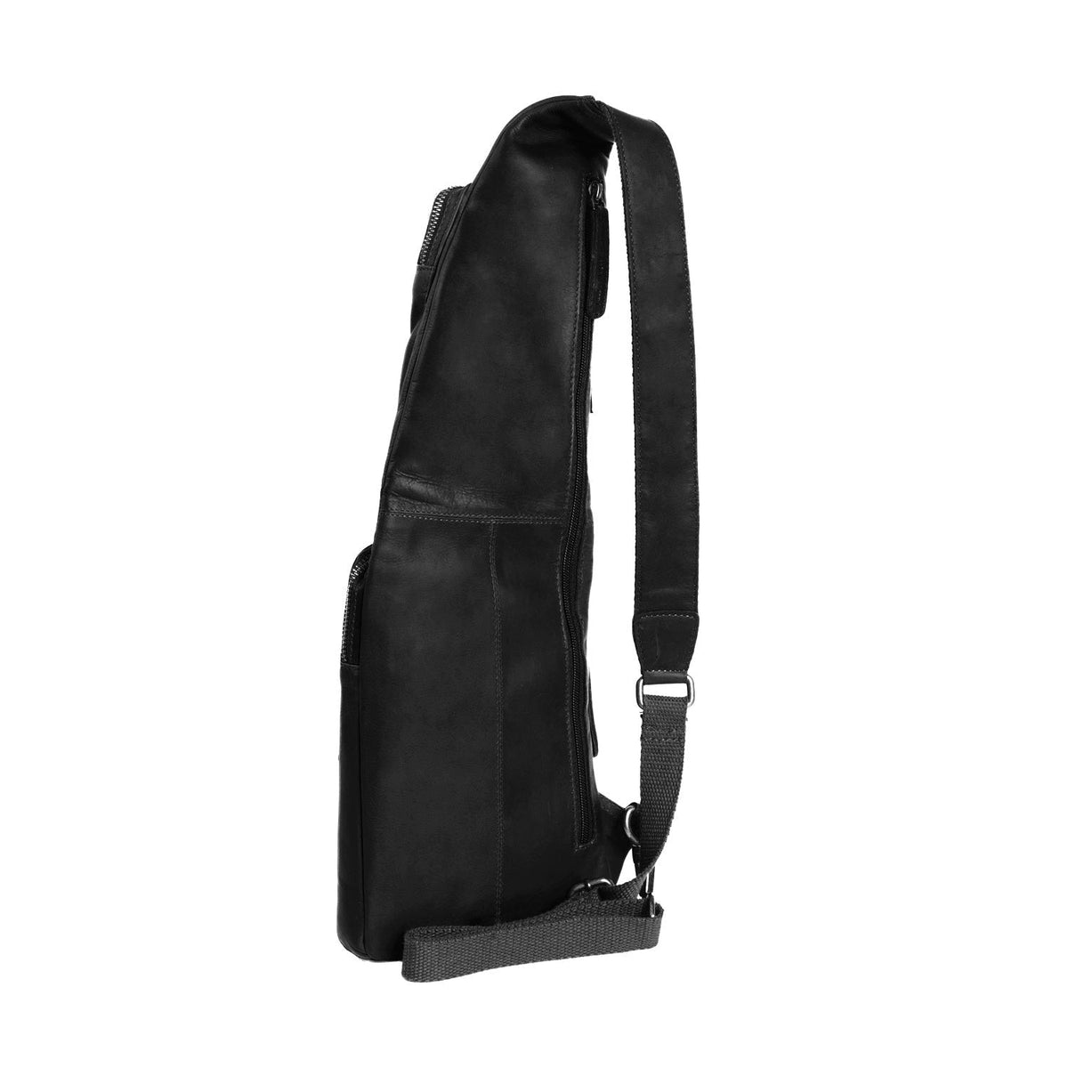 Leather Sling Bag Logan 女士 - Structured Side Profile Showing Gusset Depth &amp; Expansion Capacity
