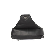Leather Sling Bag Salla 女士 - Structured Side Profile Showing Gusset Depth &amp; Expansion Capacity