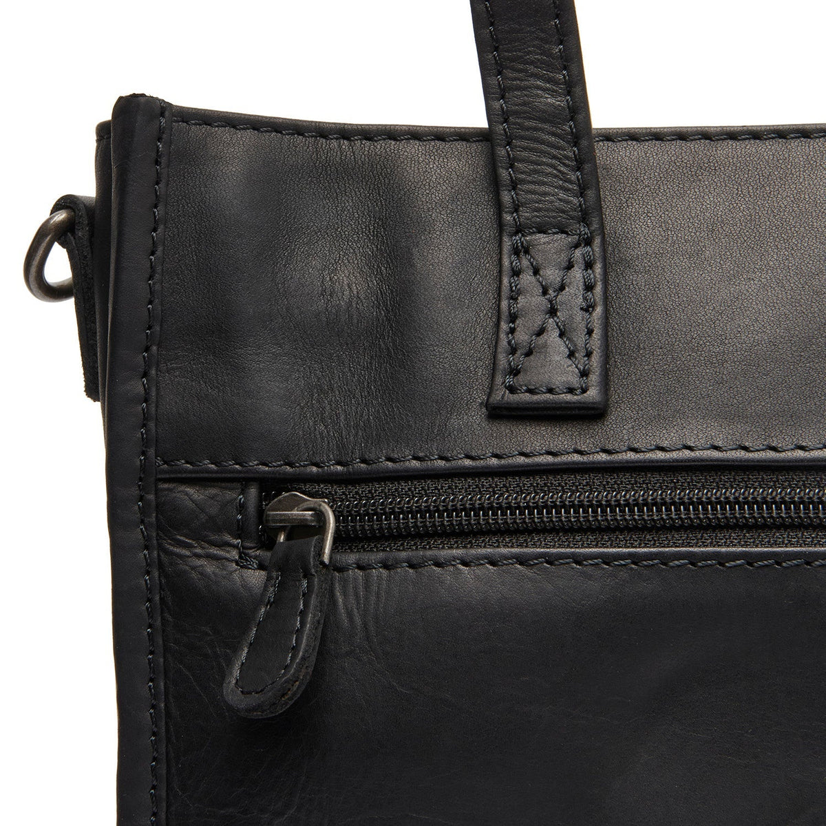 Estella Full-Grain Leather Tote Bag 女士 - Structured Side Profile Showing Gusset Depth &amp; Expansion Capacity