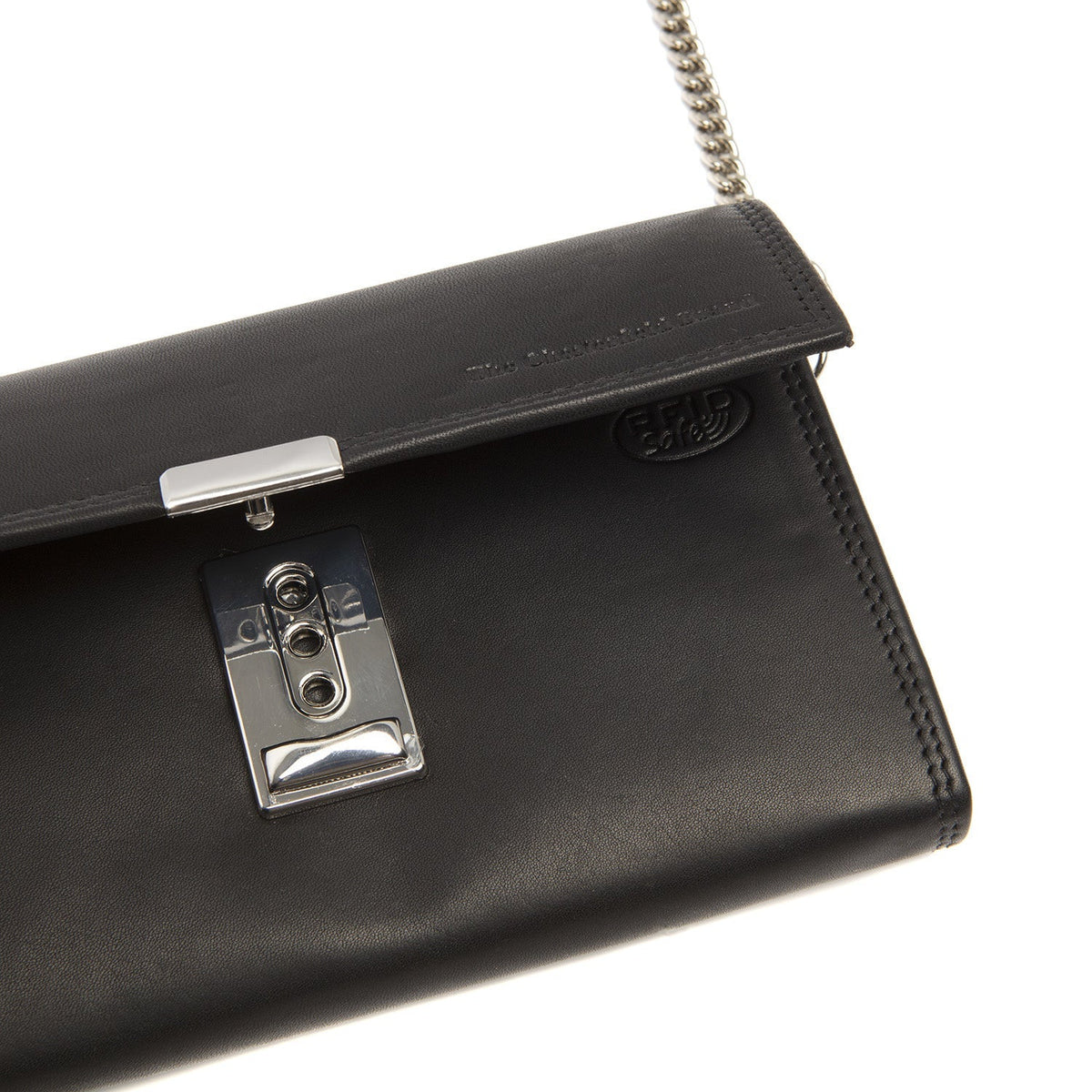 Elba Full-Grain Leather Waiter Wallet 女士 - Structured Side Profile Showing Gusset Depth &amp; Expansion Capacity