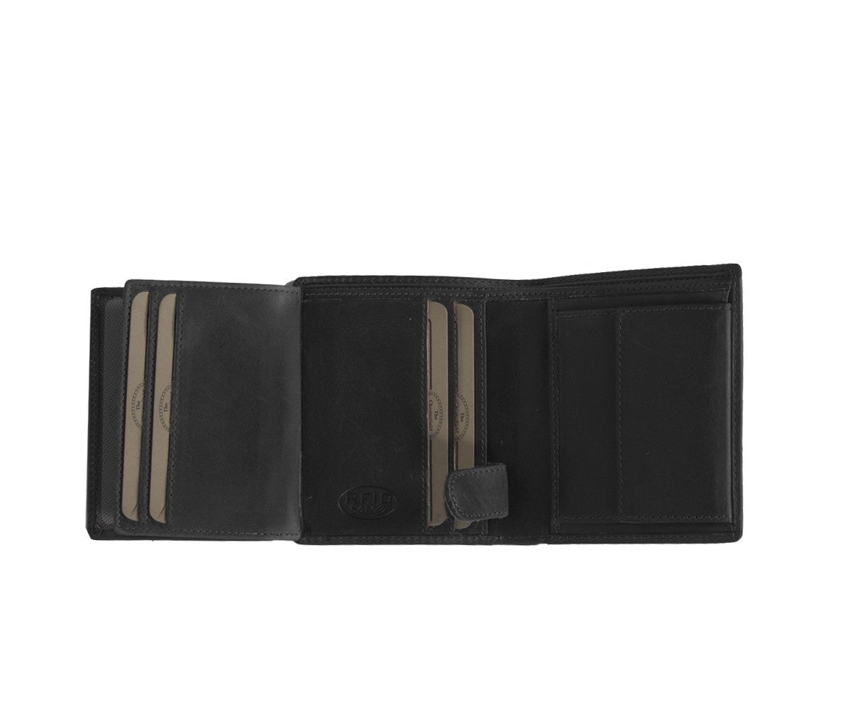 Carl Full-Grain Leather Wallet 男士 - Structured Side Profile Showing Gusset Depth &amp; Expansion Capacity