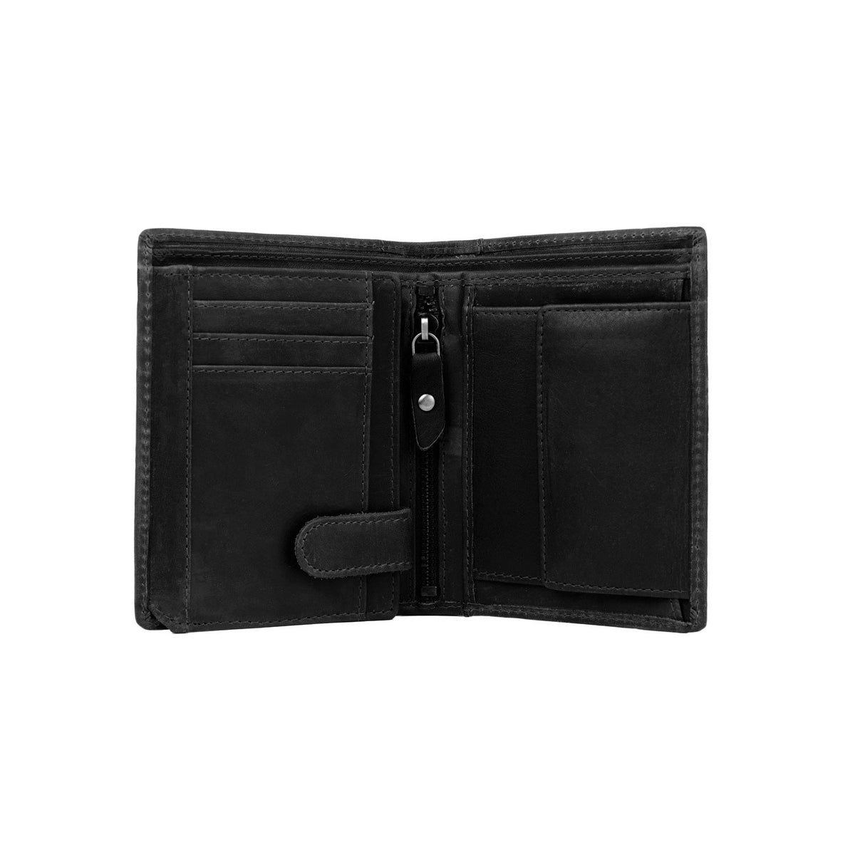 Ethel Full-Grain Leather Wallet 女士 - Structured Side Profile Showing Gusset Depth &amp; Expansion Capacity