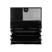 Hampton Full-Grain Leather Wallet 女士 - Structured Side Profile Showing Gusset Depth &amp; Expansion Capacity