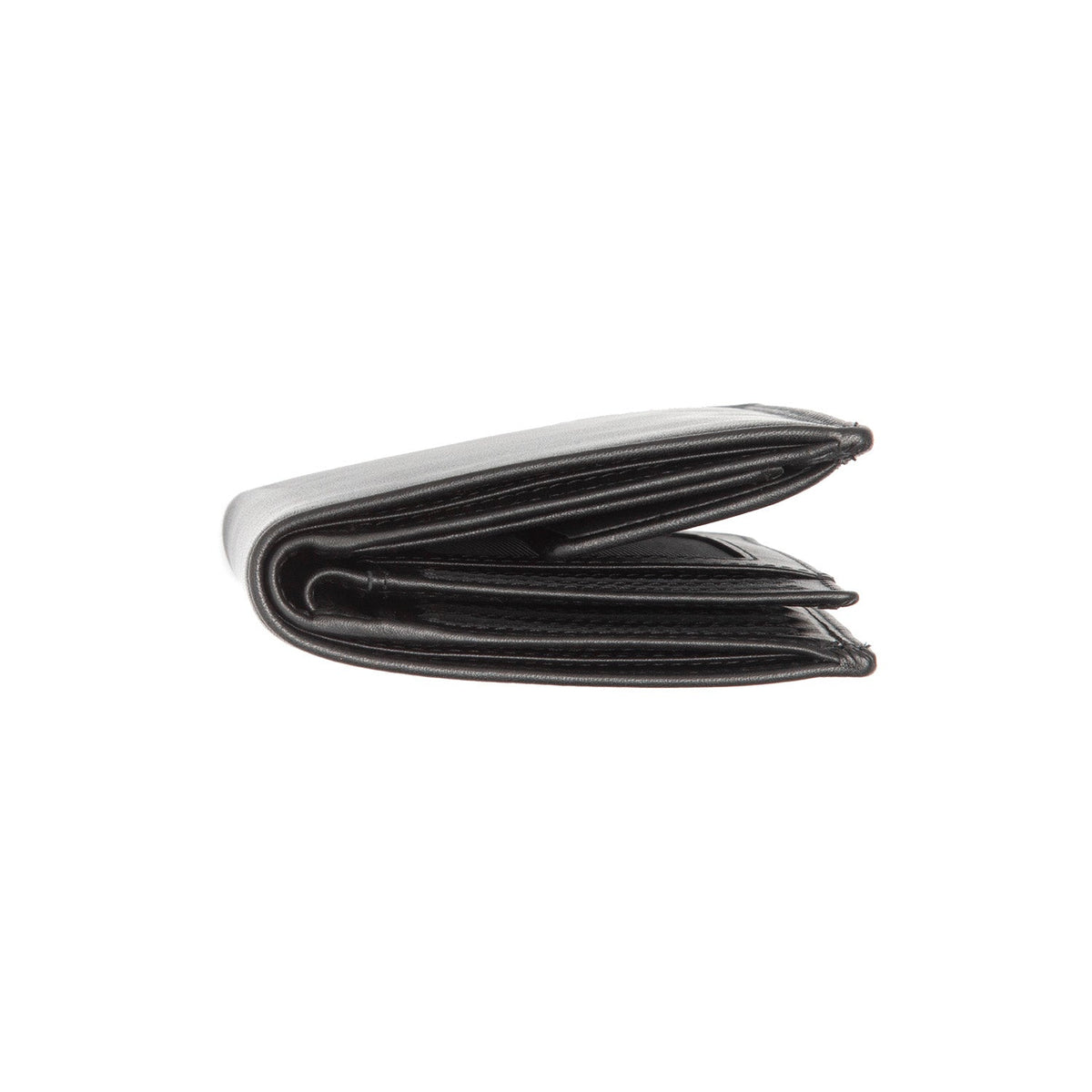 Hanson Full-Grain 真皮钱包 男士 - Structured Side Profile Showing Gusset Depth &amp; Expansion Capacity