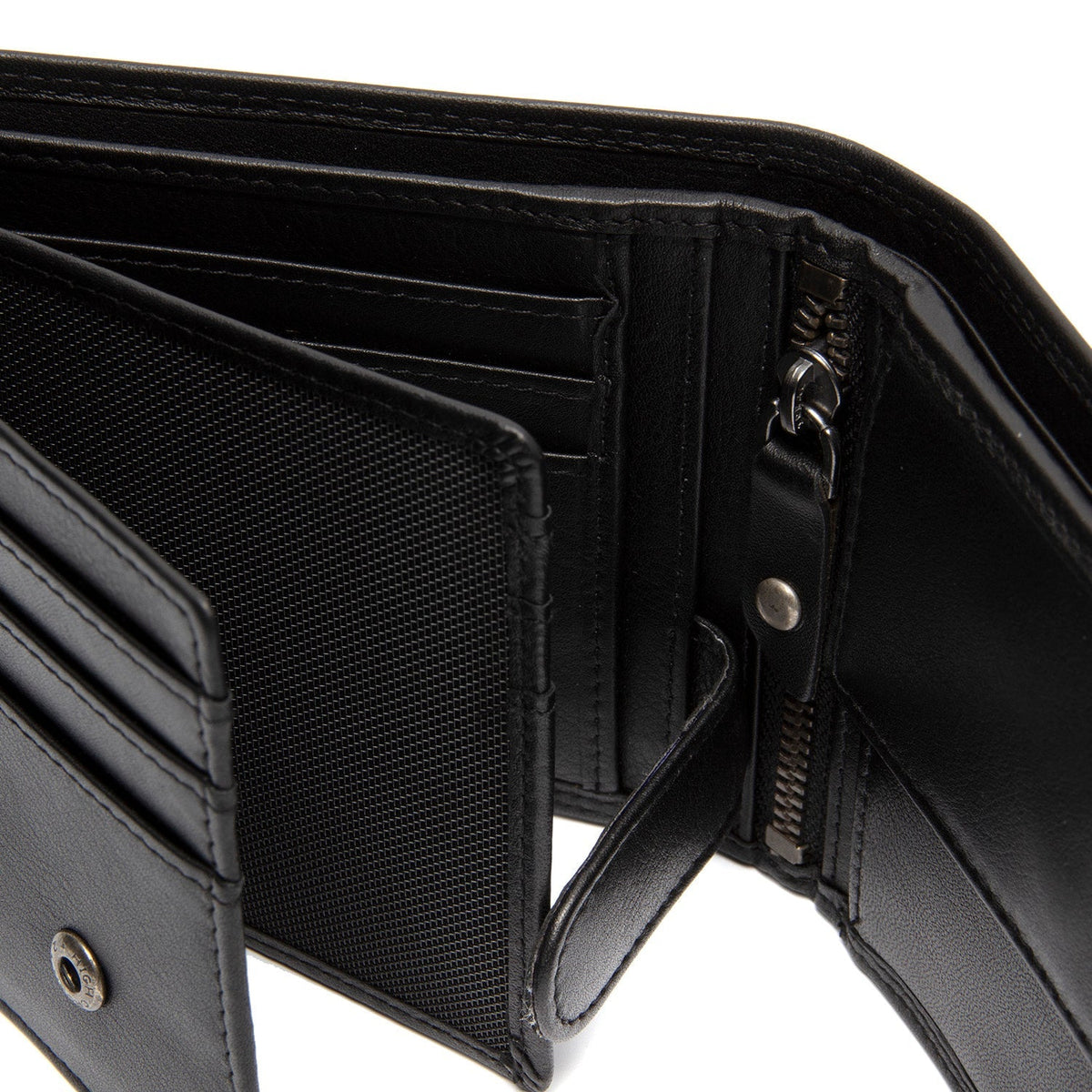 Hendrick Full-Grain Leather Wallet 男士 - Structured Side Profile Showing Gusset Depth &amp; Expansion Capacity