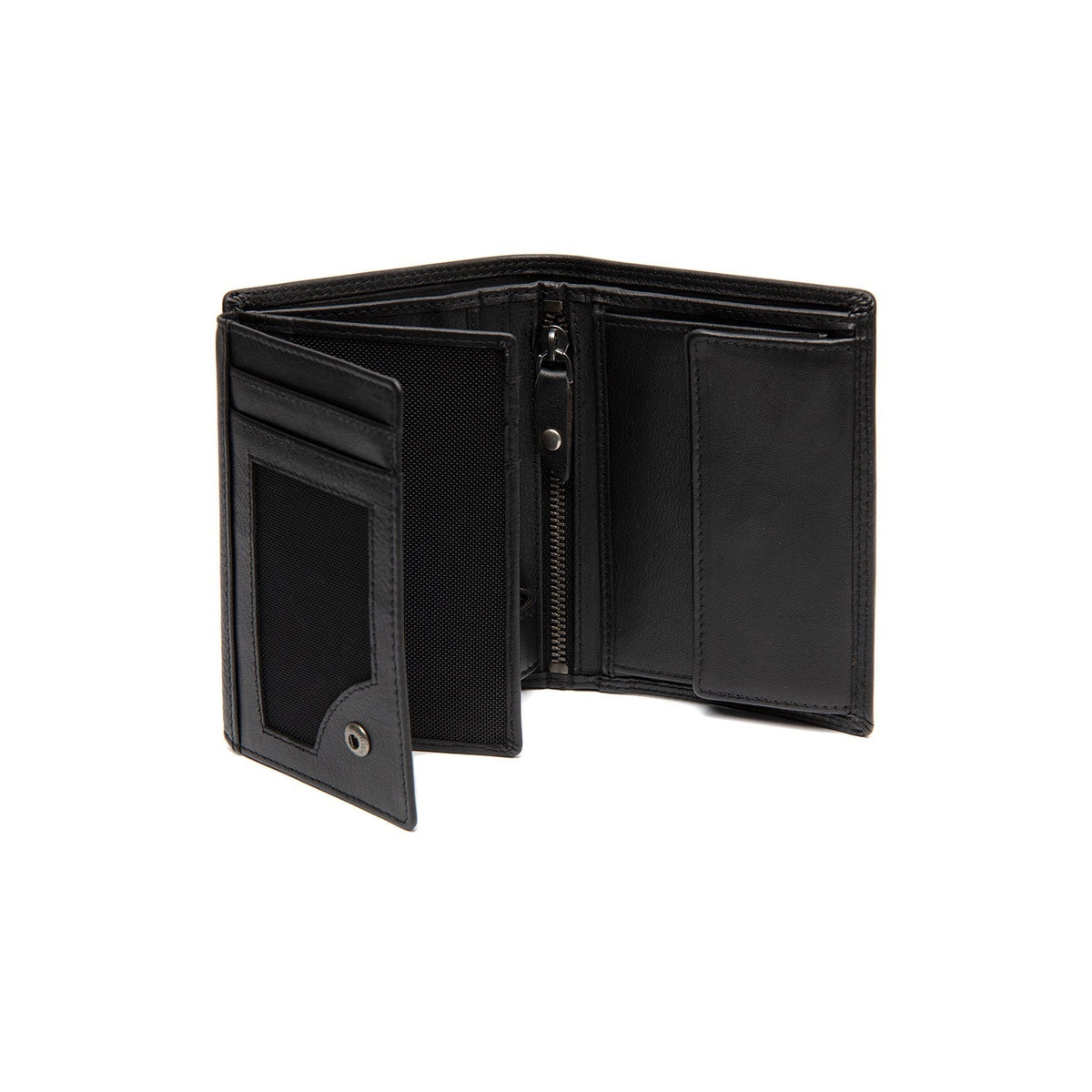 Solid Antique Brass Hardware &amp; Heavy-Duty Dual Zipper Detail on Leroy Full-Grain 真皮钱包 男士