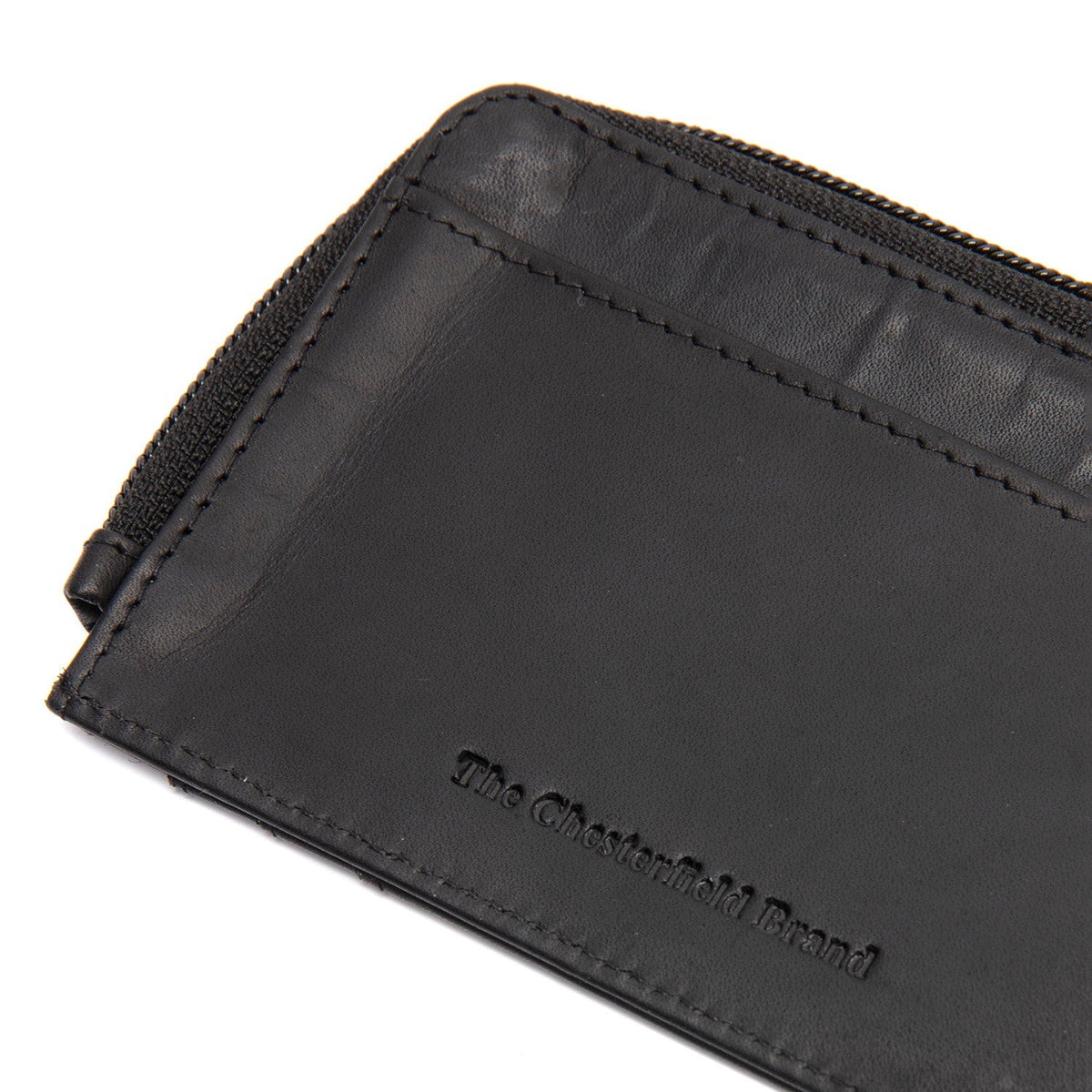 Solid Antique Brass Hardware &amp; Heavy-Duty Dual Zipper Detail on Livenza Full-Grain Leather Wallet 女士