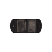 Newton Full-Grain Leather Wallet 女士 - Structured Side Profile Showing Gusset Depth &amp; Expansion Capacity