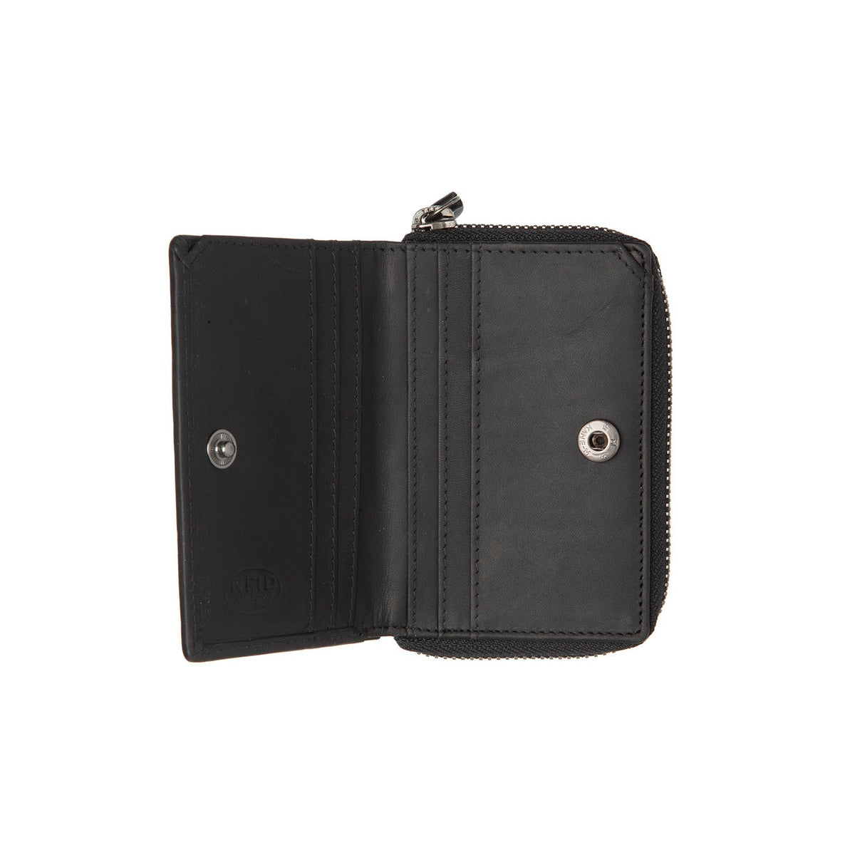 Osum Full-Grain Leather Wallet 女士 - Structured Side Profile Showing Gusset Depth &amp; Expansion Capacity
