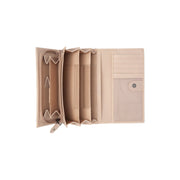Valetta Full-Grain Leather Wallet 女士 - Structured Side Profile Showing Gusset Depth &amp; Expansion Capacity