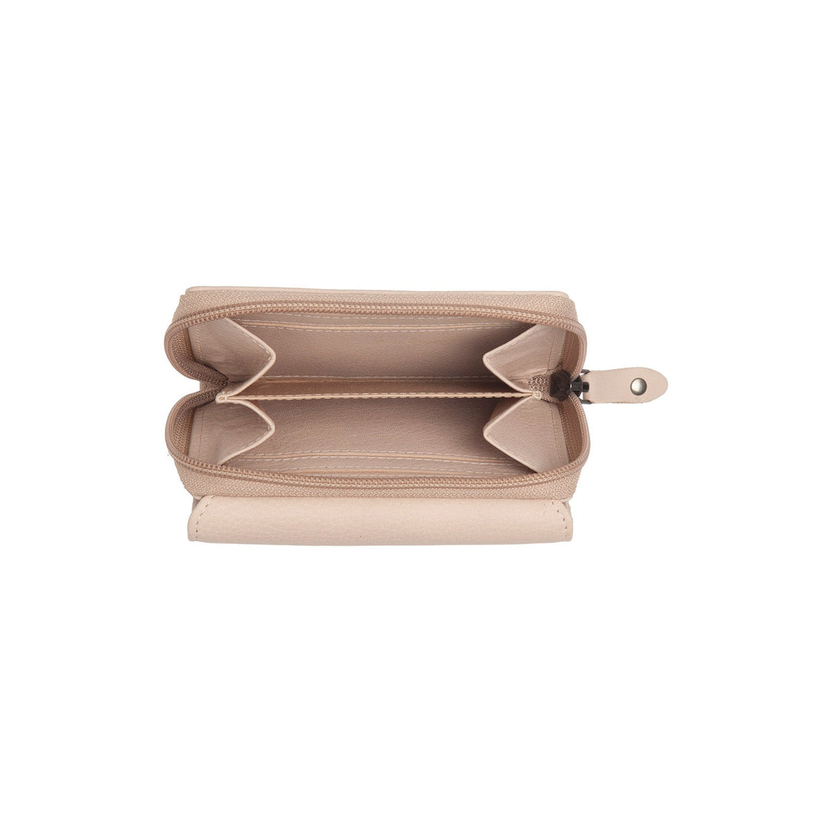 Solid Antique Brass Hardware &amp; Heavy-Duty Dual Zipper Detail on Zelan Full-Grain Leather Wallet 女士