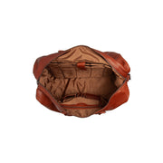 Solid Antique Brass Hardware &amp; Heavy-Duty Dual Zipper Detail on Cavoli Full-Grain Leather Weekender Bag 女士