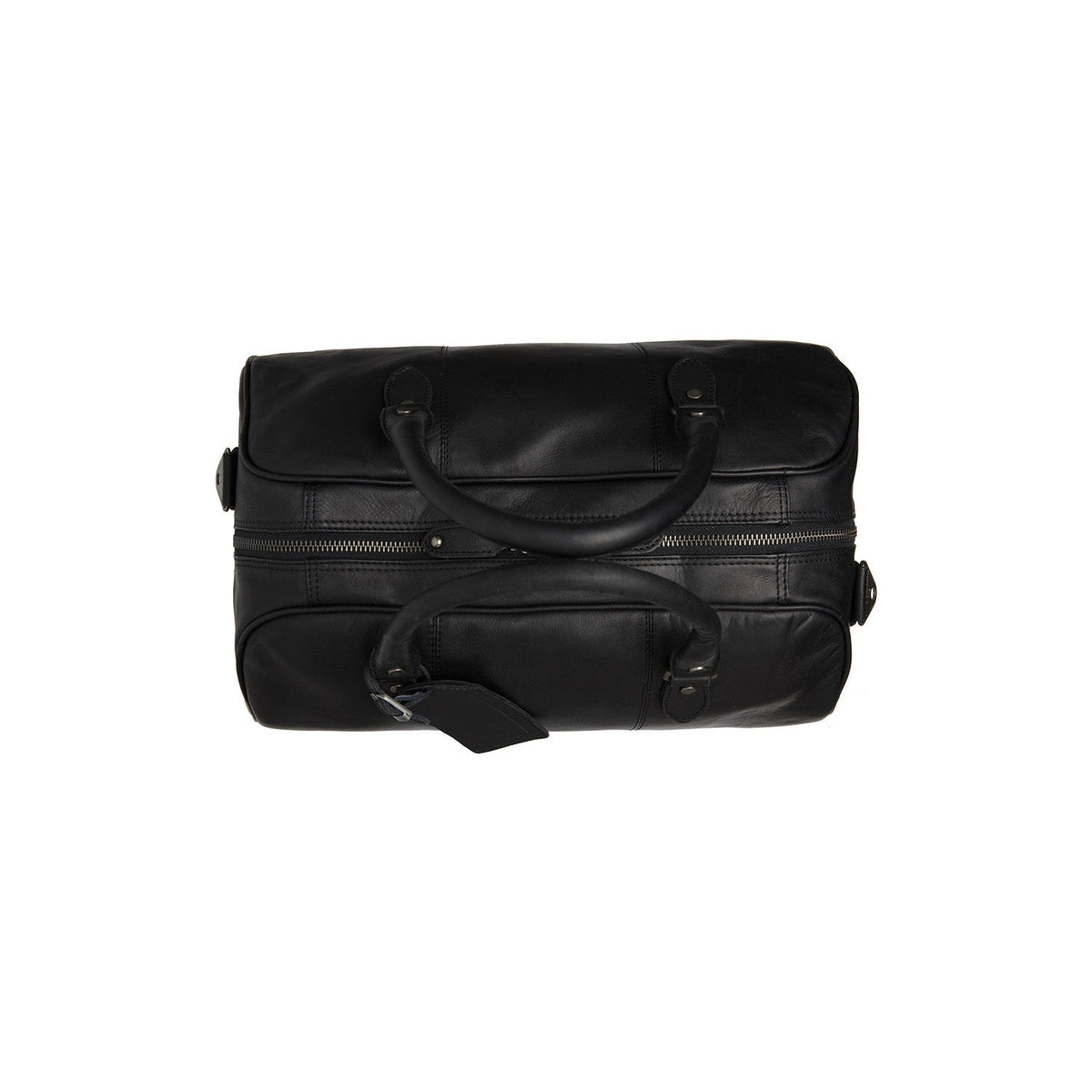 Liam Full-Grain Leather Weekender Bag 女士 - Structured Side Profile Showing Gusset Depth &amp; Expansion Capacity