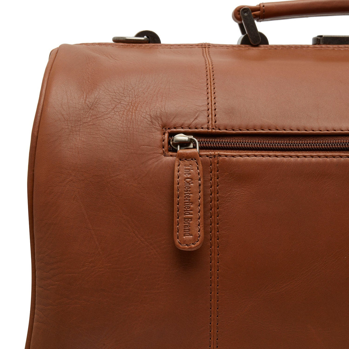 Texel Full-Grain Leather Weekender Bag 女士 - Structured Side Profile Showing Gusset Depth &amp; Expansion Capacity