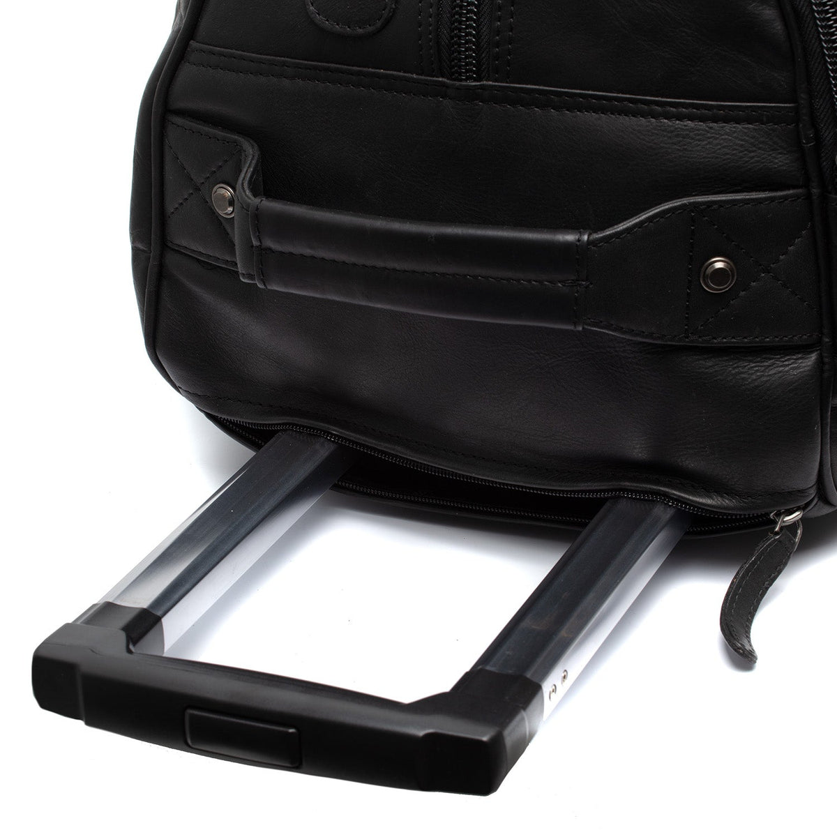 Solid Antique Brass Hardware &amp; Heavy-Duty Dual Zipper Detail on Leather Weekender Trolley Jayven 女士