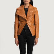 
Lee 浅棕褐色 复古棕 真皮西装外套 女士 in Tan Brown Sheepskin Leather - 正面版型与定制立体剪裁轮廓 | 官方商城选购