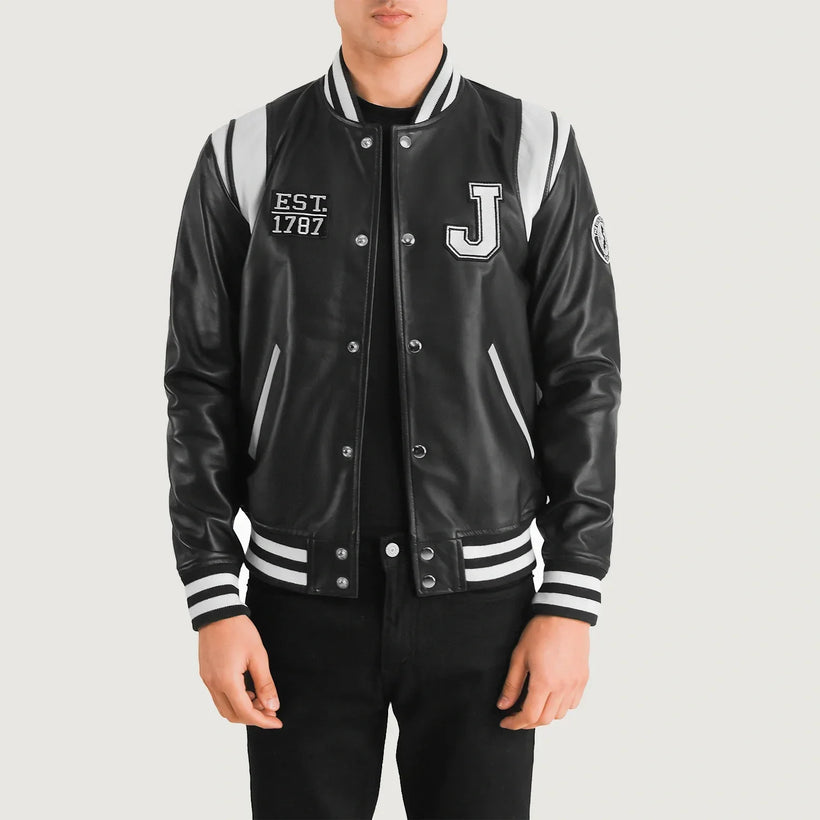 Liberte New Jersey 黑色 Leather Varsity 真皮夹克 男士