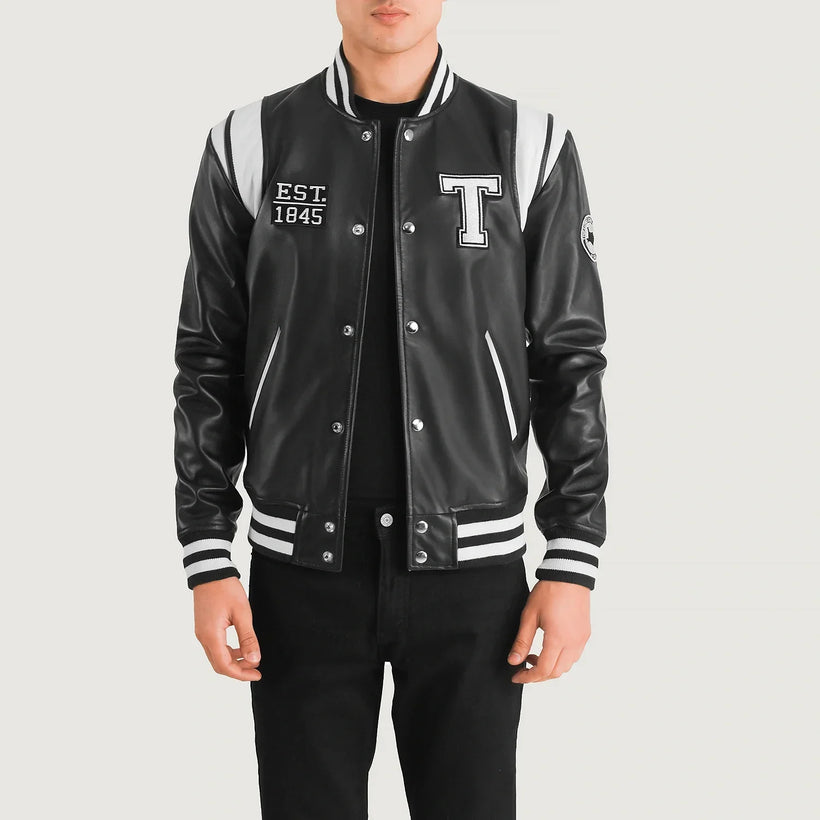 Liberte Texas 黑色 Leather Varsity 真皮夹克 男士