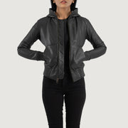 Luna Hooded 真皮飞行员夹克 女士 – alternate product view 1