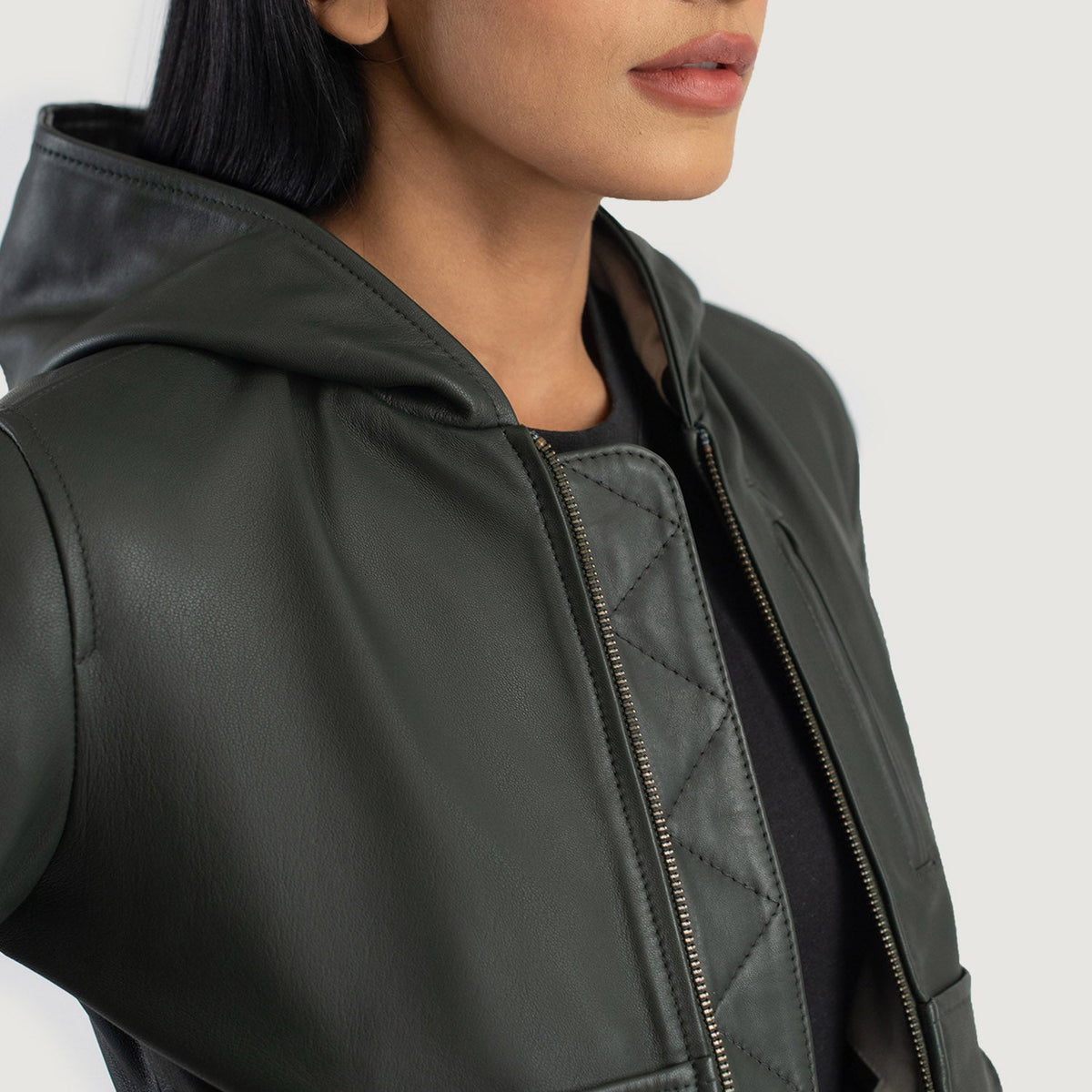 Luna Hooded 真皮飞行员夹克 女士 – alternate product view 6