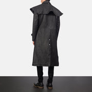 
Maverick 经典黑 Leather Duster 男士 - 展现立体袖型与合身版型的侧身视角