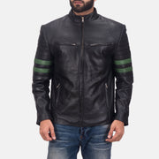 Night Trooper 真皮夹克 男士 in Black Cowhide Leather - Front Profile View &amp; Tailored Silhouette | Buy Online