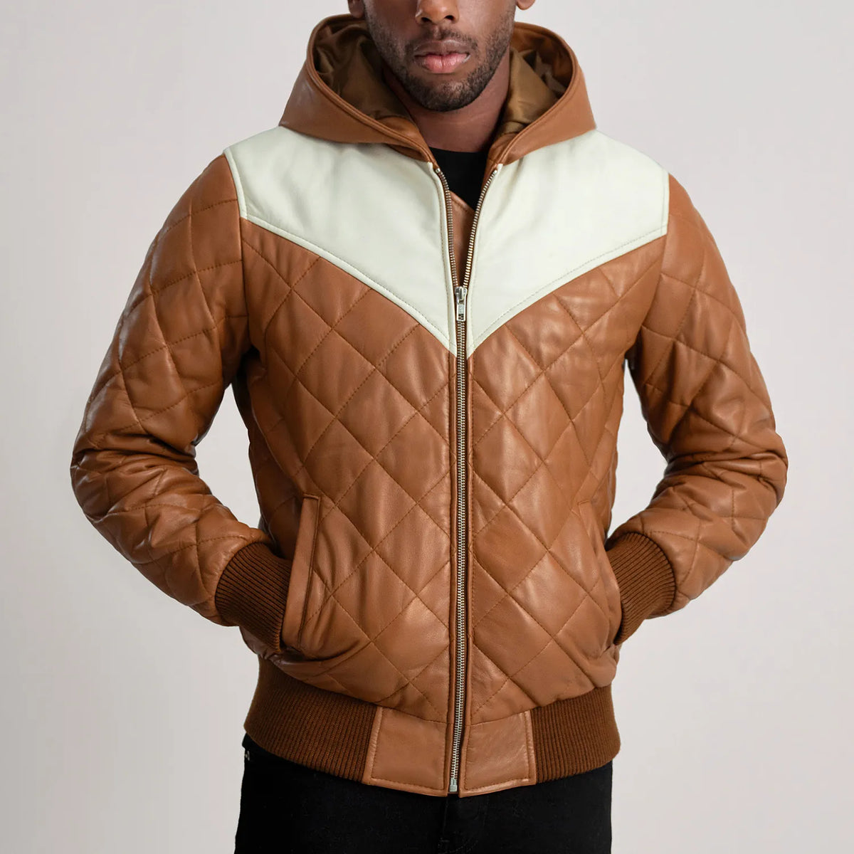 
Norman 真皮夹克 浅棕褐色 Puffer 真皮夹克 男士 – alternate product view 4