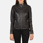 
Rave Brown Leather Biker Jacket in Brown Sheepskin Leather - 正面版型与定制立体剪裁轮廓 | 官方商城选购