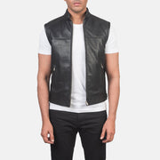 
Roland 经典黑 Leather Biker Vest 男士 in Black Cowhide &Amp; Sheepskin Leather - 正面版型与定制立体剪裁轮廓 | 官方商城选购