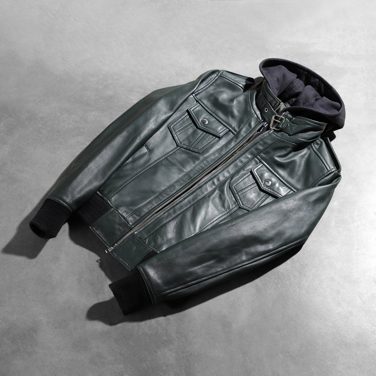 Roslyn Hooded Leather Bomber Jacket – alternate product view 8