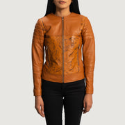 
Sandy 浅棕褐色 Dye 真皮机车皮衣 女士 in Tan Brown Sheepskin Dip &Amp; Dye - 正面版型与定制立体剪裁轮廓 | 官方商城选购