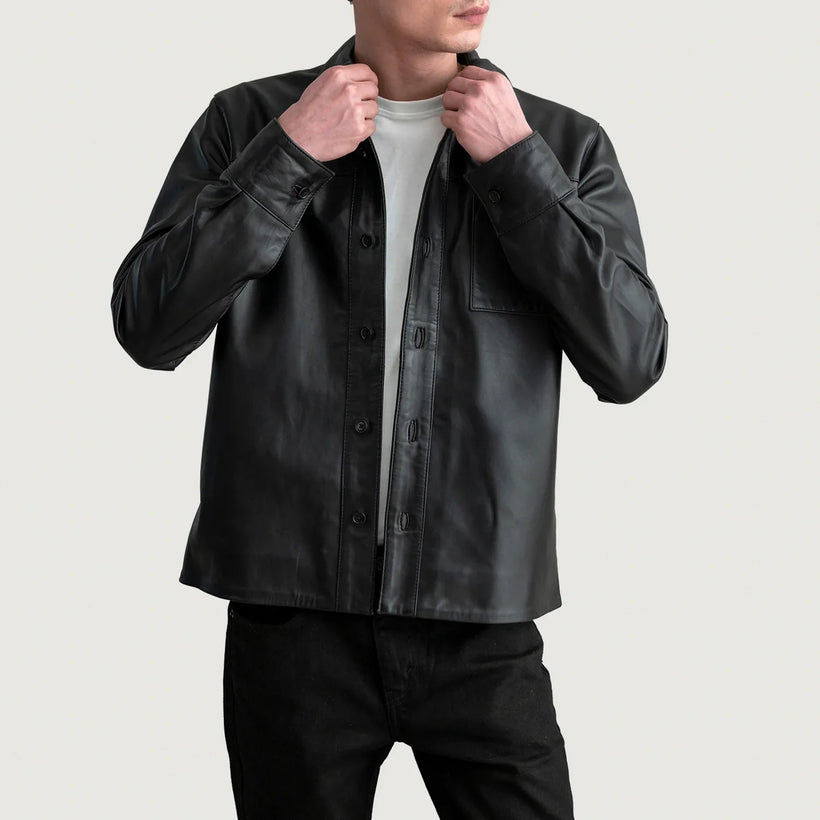 Scout 经典黑 Leather Shirt 男士
