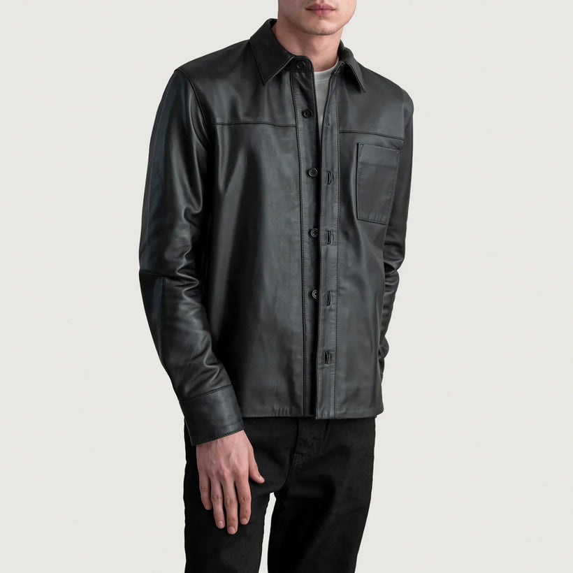 Scout 经典黑 Leather Shirt 男士
