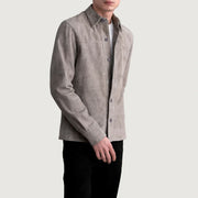 
Grey Goatskin suede Jacket - 展现肩线贴合与利落下摆的背部视角