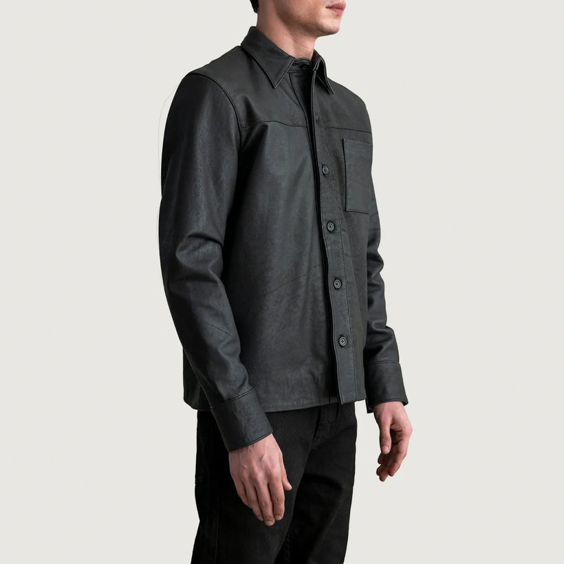 Scout Tumbled 经典黑 Leather Shirt 男士