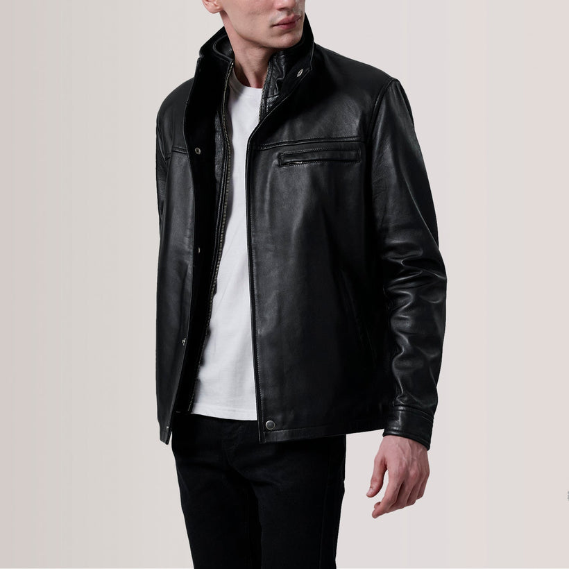 Sean 黑色 Leather Classic 真皮夹克 男士