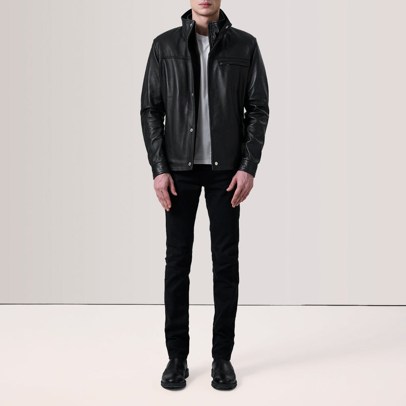 Sean 黑色 Leather Classic 真皮夹克 男士