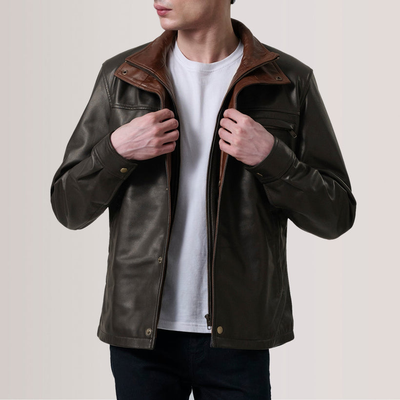 Sean 棕色 Leather Classic 真皮夹克 男士
