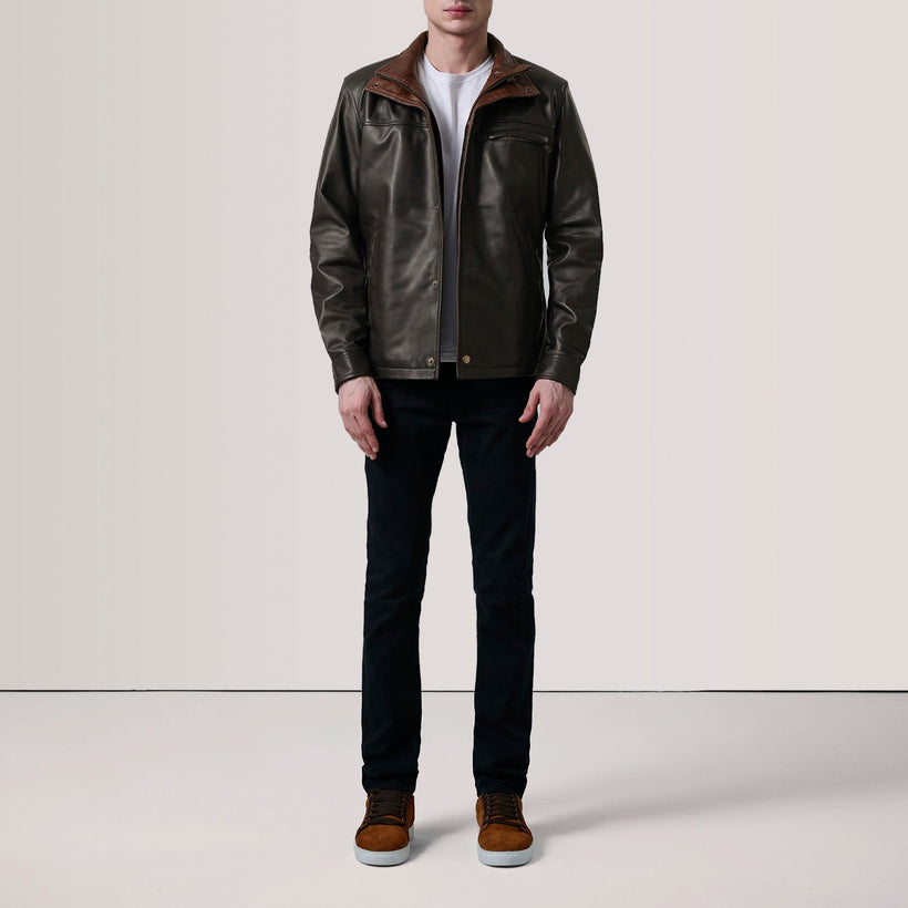 Sean 棕色 Leather Classic 真皮夹克 男士