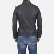 Sergeant 黑色 真皮夹克 男士 - Lateral Side Profile View Showing Sleeve Cut &amp; Athletic Taper Fit