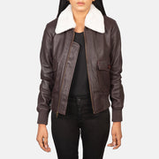 
Stella G-1 Maroon Leather Bomber Jacket in Maroon Sheepskin Leather - 正面版型与定制立体剪裁轮廓 | 官方商城选购