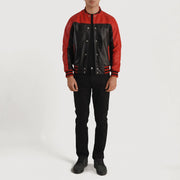 Terrance 黑色 Varsity 真皮夹克 男士 – alternate product view 5