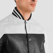 Terrance 黑色 Varsity 真皮夹克 男士 – alternate product view 6